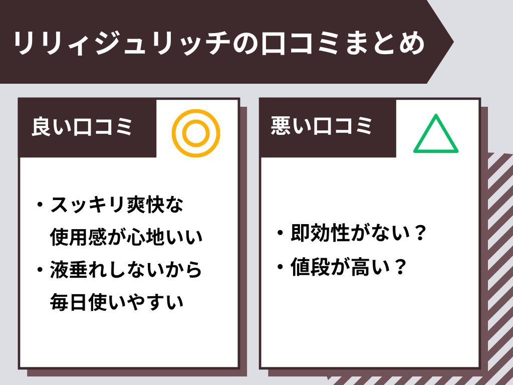 リリィジュリッチの口コミ評判