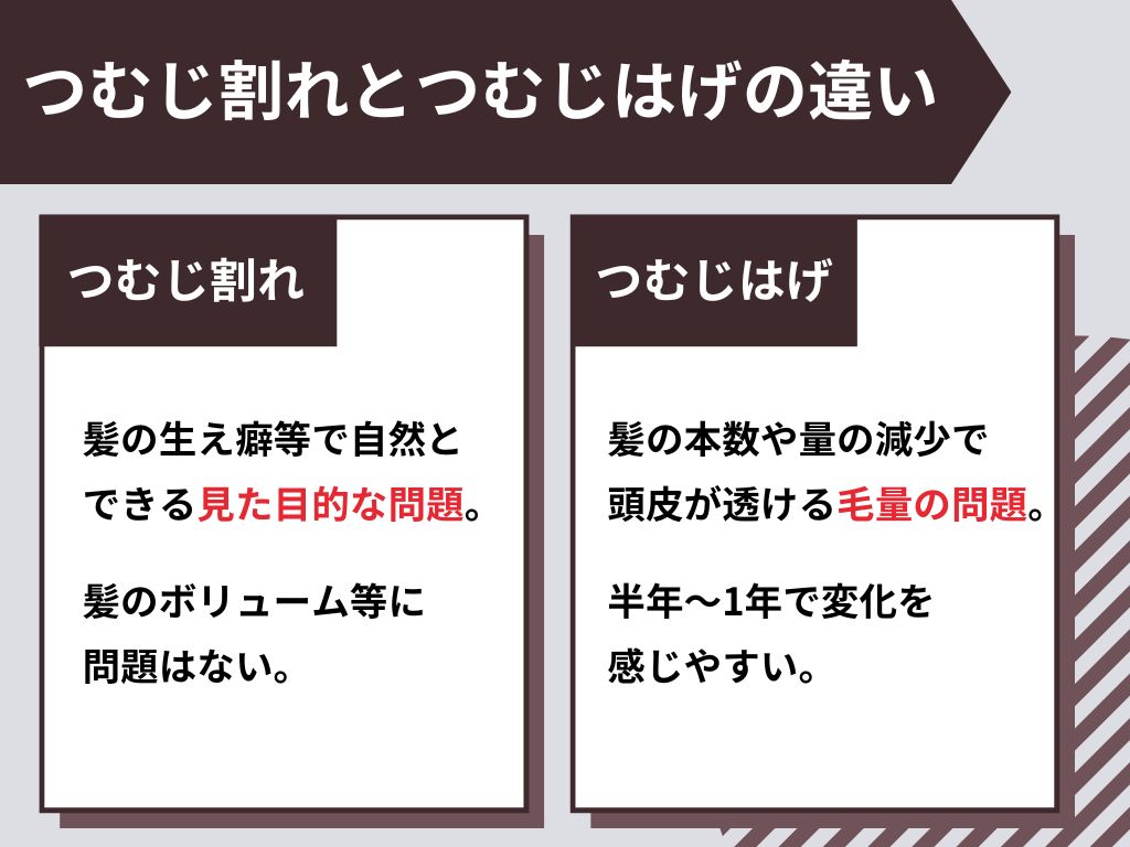 つむじ割れとつむじはげの違いは？